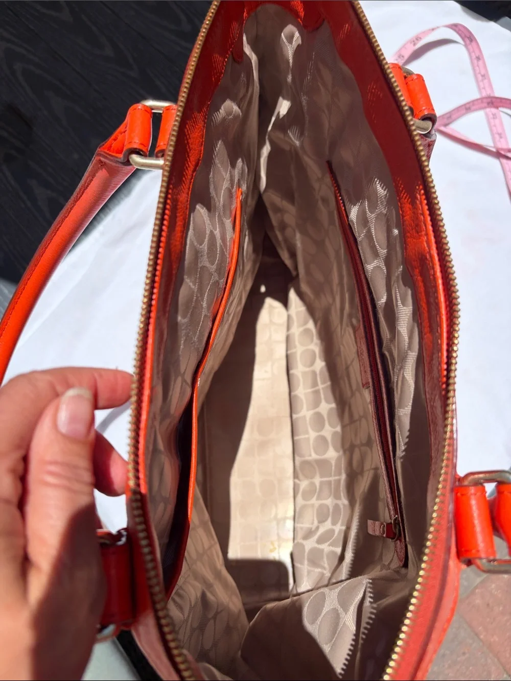 kate spade Bright Orange Leather Tote with Tassel